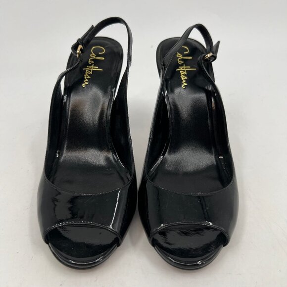 Cole Haan Black Peep Toe Slingback Heels | Size 8 - Picture 9 of 9